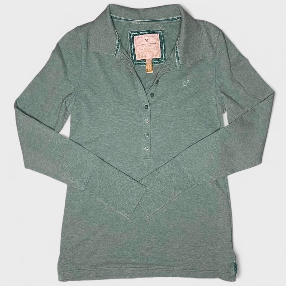 Y2K 2000s Vintage American Eagle Outfitters Long Sleeve Henley/Polo